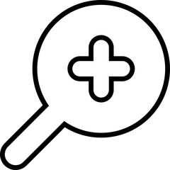 Fototapeta premium Isolated icon of magnifying glass with plus sign. Concept of search and zooming in. 