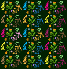 Colorful Flower Floral pattern design vector. Beautiful leaves and flower pattern design template vector.