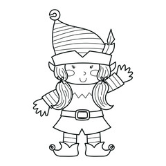 Girl dressed as a Christmas elf, Christmas clipart