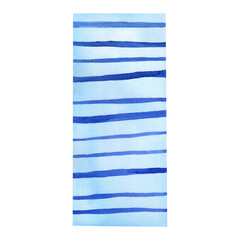 Fototapeta na wymiar Rectangular background striped print watercolor blue isolated on white. Art for design wrapping paper