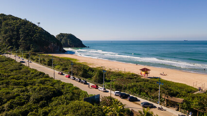 Fototapeta na wymiar Aerial footage of Praia Brava city in Itajai in Santa Catarina
