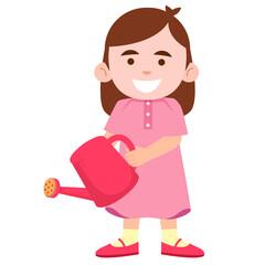 Girl watering the plants background image