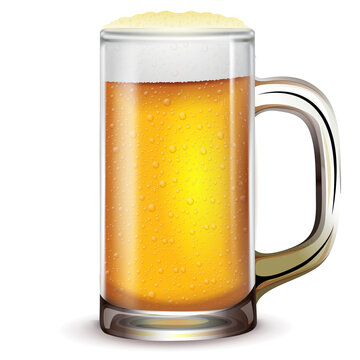 Fresh beer glass with ice background image
