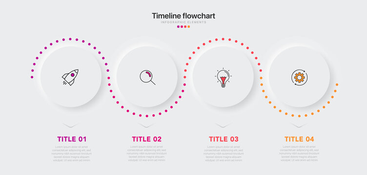 Timeline infographic design with 4 options or steps. Infographics for business concept. Can be used for presentations workflow layout, banner, process, diagram, flow chart, info graph, annual report.