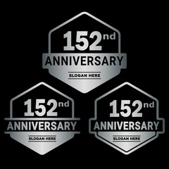 152 years anniversary celebration logotype. 152nd anniversary logo collection. Set of anniversary design template. Vector and illustration.