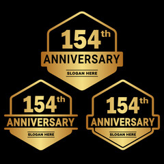 154 years anniversary celebration logotype. 154th anniversary logo collection. Set of anniversary design template. Vector and illustration.