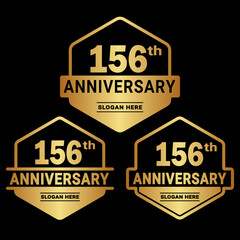 156 years anniversary celebration logotype. 156th anniversary logo collection. Set of anniversary design template. Vector and illustration.