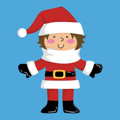 Boy dressed as a Santa Claus, Christmas illustration