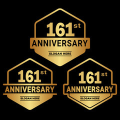 161 years anniversary celebration logotype. 161st anniversary logo collection. Set of anniversary design template. Vector and illustration.