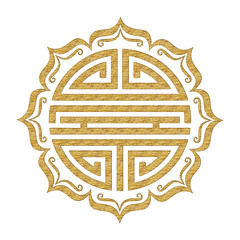 Shou, Chinese symbol, lotus flower, lucky charm, isolated