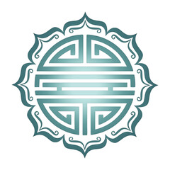 Fototapeta na wymiar Shou, Chinese symbol, lotus flower, lucky charm, isolated