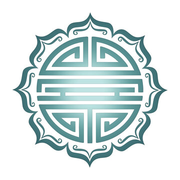 Shou, Chinese symbol, lotus flower, lucky charm, isolated