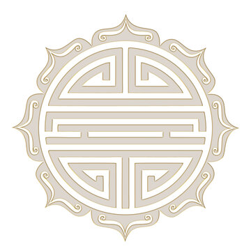 Shou, Chinese symbol, lotus flower, lucky charm, isolated