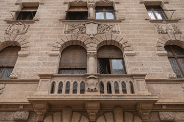 Fototapeta premium Architectural fragment of old Monaco Courthouse building. Monaco-Ville, Principality of Monaco.
