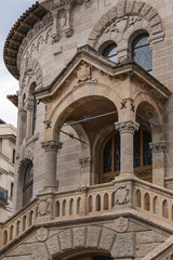 Obraz premium Architectural fragment of old Monaco Courthouse building. Monaco-Ville, Principality of Monaco.