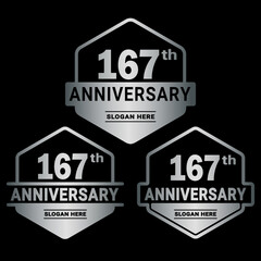 Obraz premium 167 years anniversary celebration logotype. 167th anniversary logo collection. Set of anniversary design template. Vector and illustration.