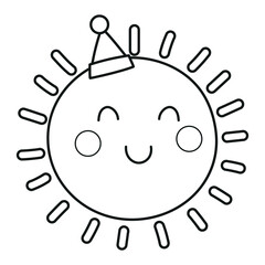Fototapeta premium Cute sun with a Christmas hat, Christmas clipart