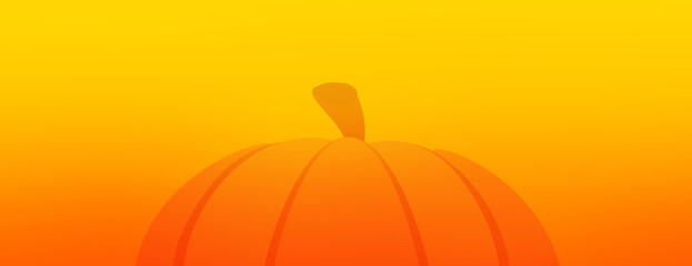 Pumpkin banner. Orange gradient background. Autumn season illustration. Thanksgiving promo. Copy space
