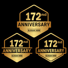 172 years anniversary celebration logotype. 172nd anniversary logo collection. Set of anniversary design template. Vector and illustration.