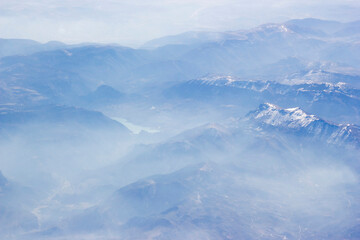 View from the plane over the Alps
