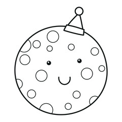 Cute full moon with a Santa Claus Hat, Christmas clipart