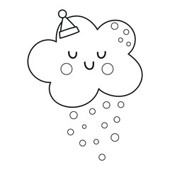 Cute cloud with a Santa Claus hat, Christmas illustration