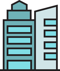 office tower, building icon illustration