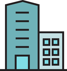 office tower, building icon illustration