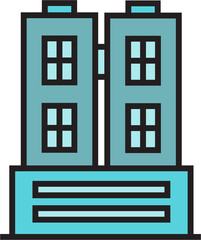 office tower, building icon illustration