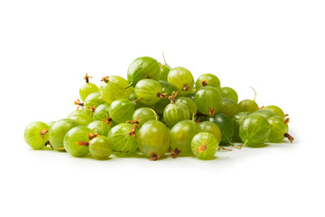 A group of gooseberries isolated on a white background.