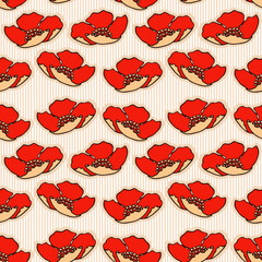 Art Nouveau Abstract Floral Poppies Seamless Pattern Vector Illustration for Textile Wrapping Paper Wallpaper