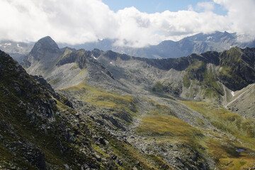 Panorama of Gastein valley from Graukogel mountain, Austria	