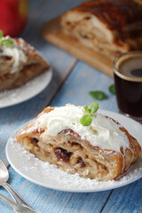 Traditional Austrian strudel with apples