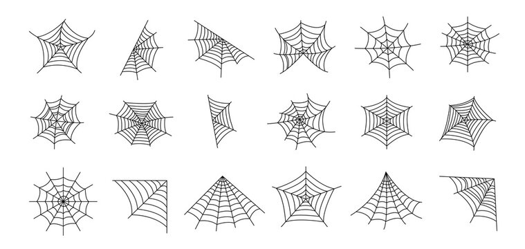 Web Spider Cobweb Icons Set. Spider Icon Set.