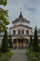 Fototapeta na wymiar Summer pilgrimage hotel in the Valaam Orthodox Monastery.
