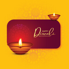 .Indian religious festival diwali lamps card background