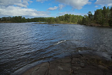 Rocky and rocky shores of Lake Ladoga.
