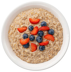 Bowl of oatmeal with berries isolated 