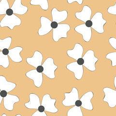Seamless floral pattern based on traditional folk art ornaments. Colorful flowers on color background. Scandinavian style. Sweden nordic style. Vector illustration. Simple minimalistic pattern