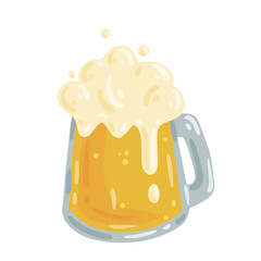 Cartoon goblet,glass beer glass with foam.Vector graphics.