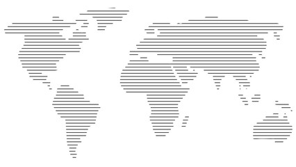 World map with horizontal lines