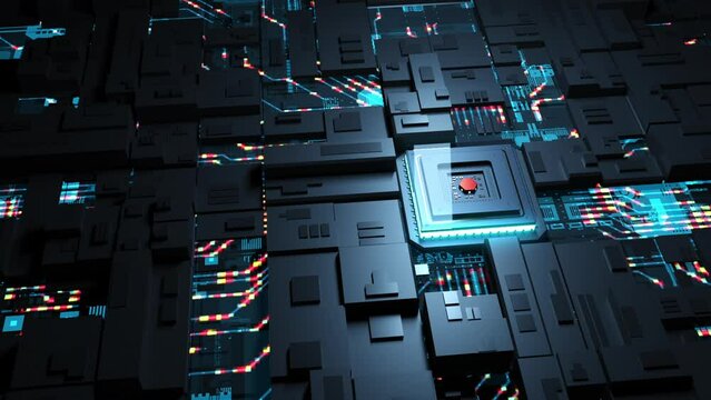 the work of the central graphical processor and artificial intelligence. the concept of technology and large computing power