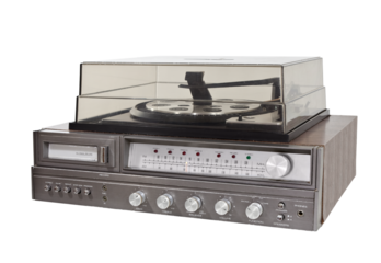Vintage 1960s 8 track record player stereo isolated.