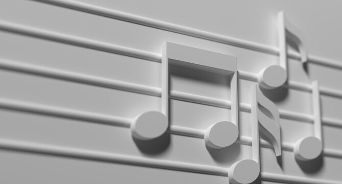 Musical notes on plain background