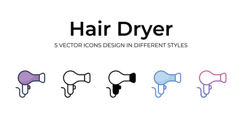 hair dryer icons set vector illustration. vector stock