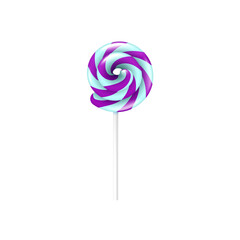 Realistic lollipop candy on white stick isolated on transparent background.