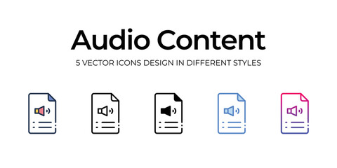 audio content icons set vector illustration. vector stock