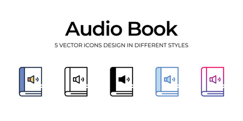 audio book icons set vector illustration. vector stock