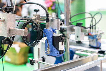 Inkjet print head component of continuous label or graphics printer machine for manufacturing process in industrial