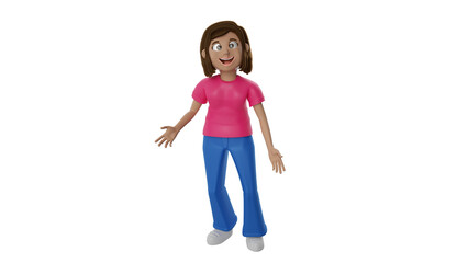 Isolated 3d illustration of woman for breast cancer prevention pink october campaign